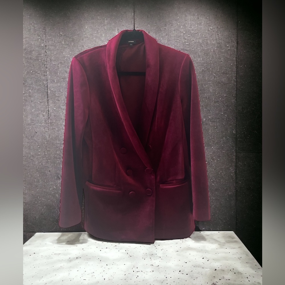 Express Velvet boyfriend blazer - Wine/Burgundy Color